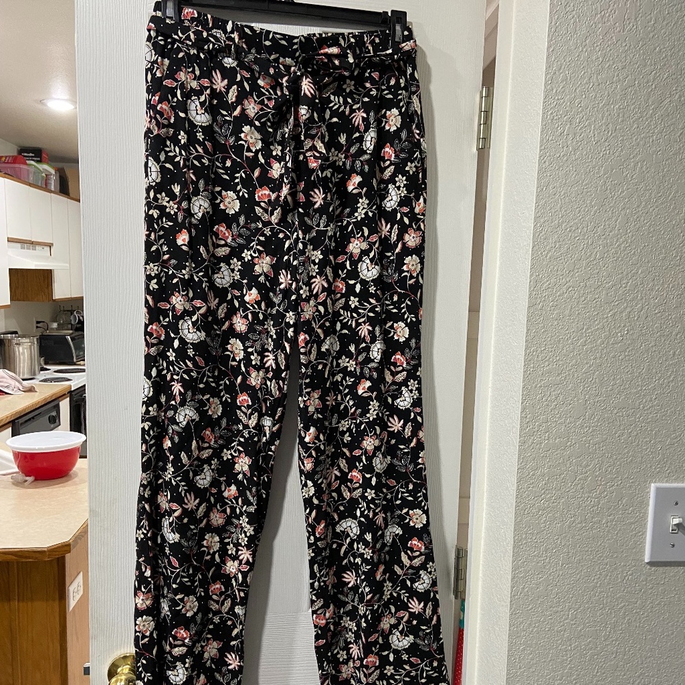 Tall Size Floral Belted Pants